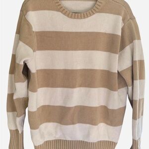 Brandy Melville Beige & White Striped Sweater